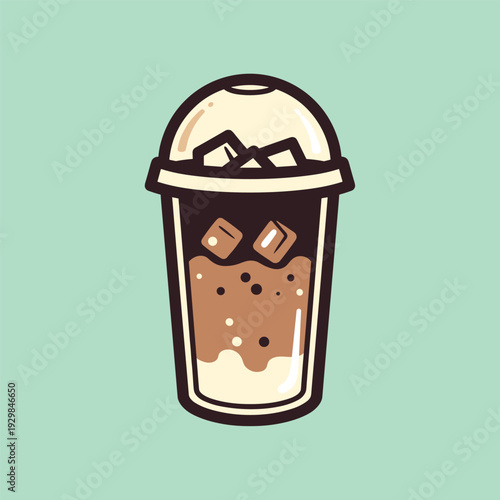 Cartoon Chocolate Milkshake with Ice Cream.