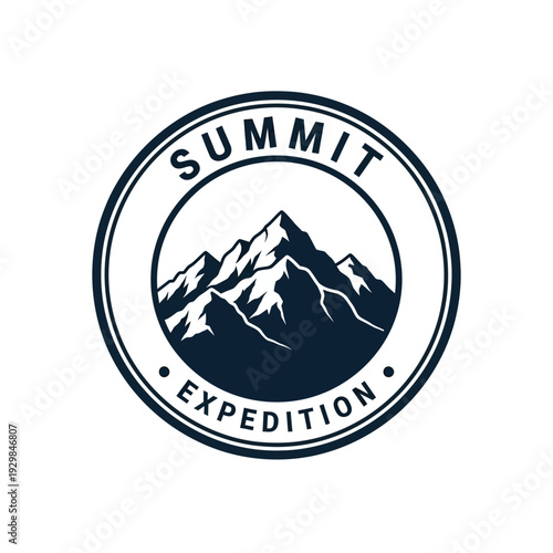 Summit Expedition Logo Design with Mountain Illustration.