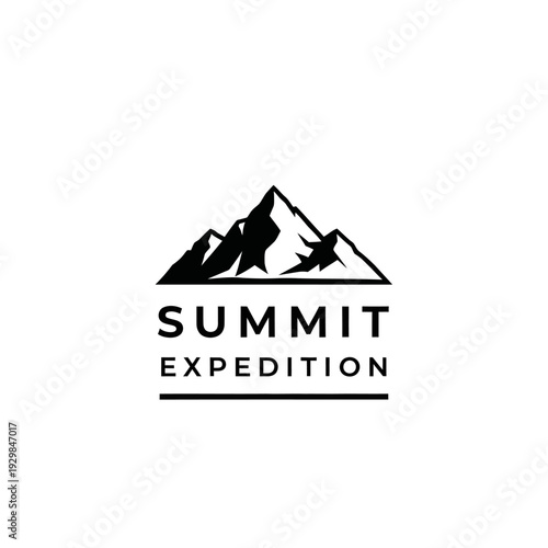Summit Expedition Logo Design with Mountain Silhouette.