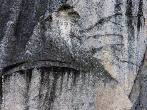 Granite Cliff Rock Texture With Weathered Stone Patterns in BC Canada Coastal Landscape