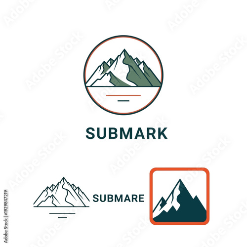 Mountain logo designs with various styles and elements.