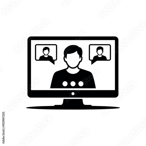 A computer screen displays a video call with multiple participants in a virtual meeting.