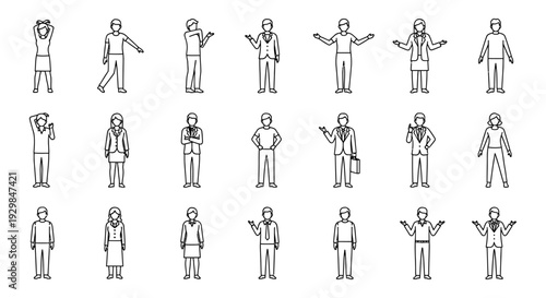 people standing with arms raised in various poses and outfits
