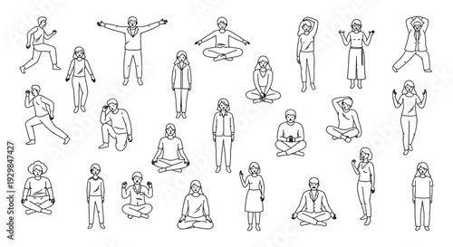 yoga poses people practicing meditation and exercise outdoors