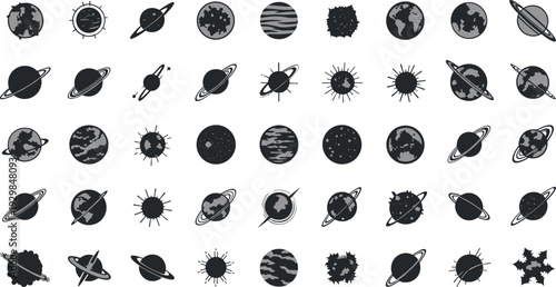 Collection of various planets and celestial bodies in space