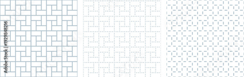 正方形が長方形に囲まれた四角いタイルの線違いの素材セット