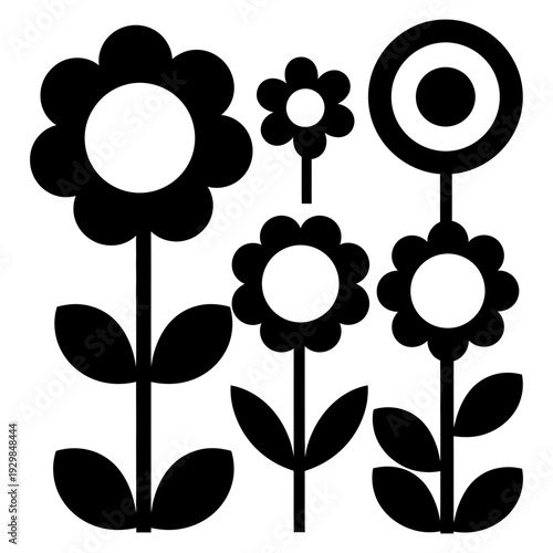 set of floral elements