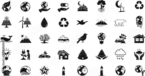 Environmental icons for eco friendly business and sustainable living