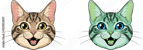 Two cartoon cats with surprised expressions