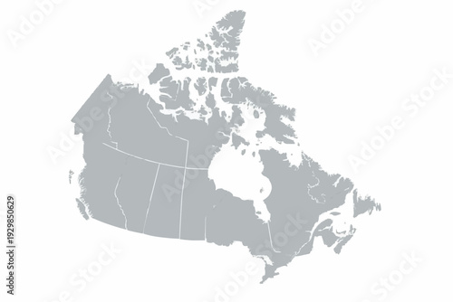Canada Map Vector Minimalist Light Grey Administrative Provinces