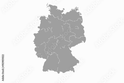 Germany Map Light Grey Vector Silhouette Bundeslander Borders