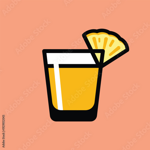 Illustration of a Cocktail Glass with Lemon.