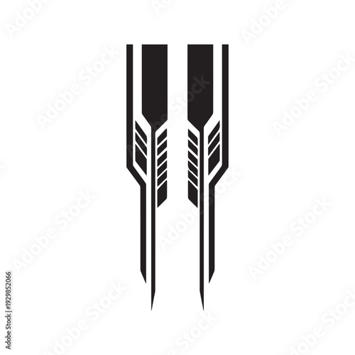 Car hood racing stripes vector design. Auto vinyl decal sticker set. Tribal graphic side body kit decoration. Black abstract vehicle livery branding elements.
