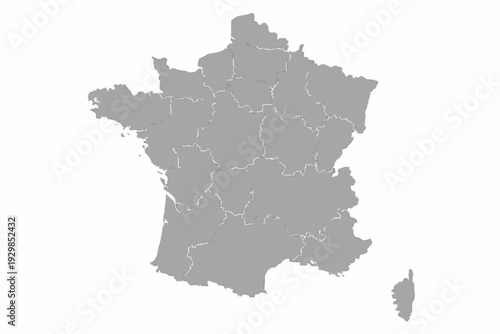 France Map Light Grey Vector Silhouette Administrative Regions