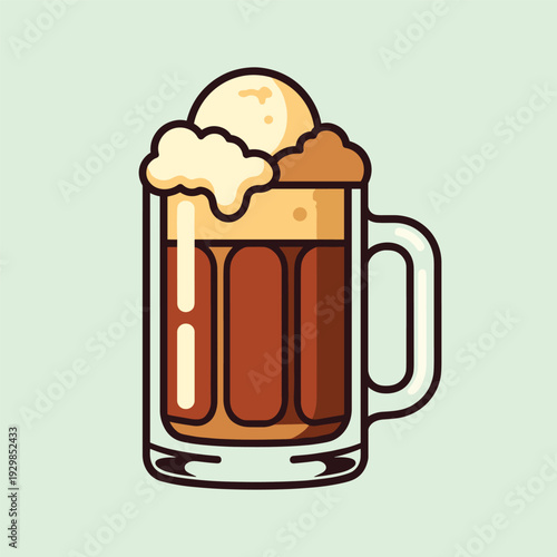 Glass Mug of Dark Beer with Foam.