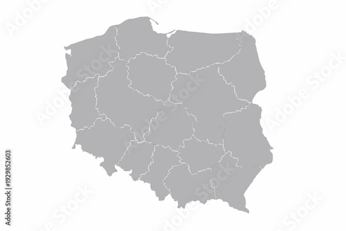 Poland Map Light Grey Vector Silhouette Voivodeships Borders