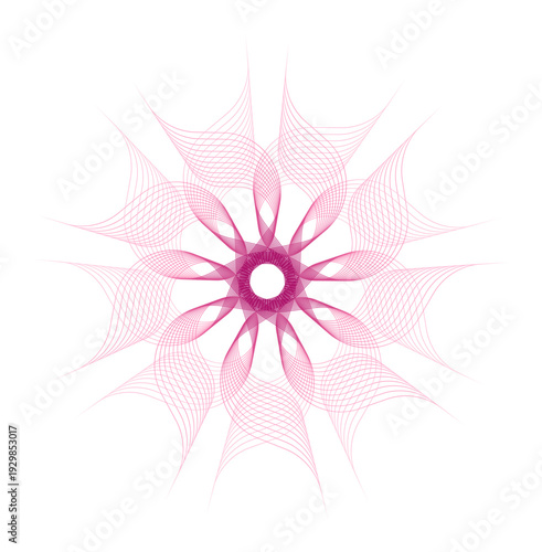 Abstract geometric mandala pattern intricate pink floral design element for decorative backgrounds and graphic art isolated on white