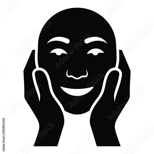 Face with hands, representing identity, expression, or skin care