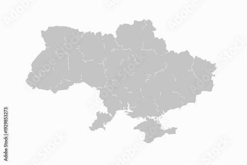 Ukraine Map Light Grey Vector Silhouette Administrative Oblasts