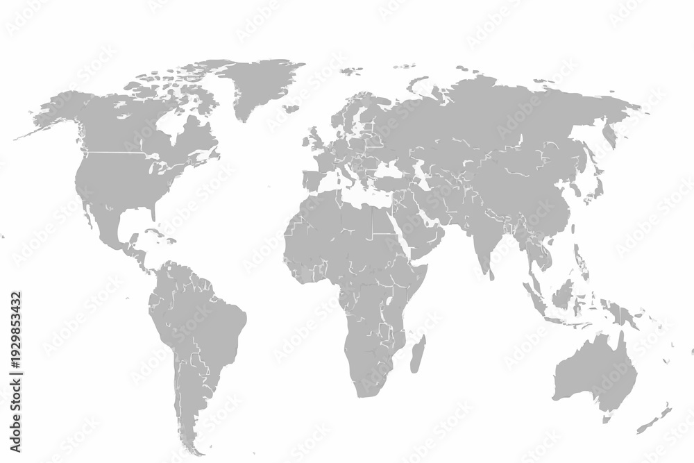 Obraz premium World Map Light Grey Vector Silhouette Country Borders
