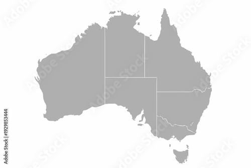 Australia Map Light Grey Vector Silhouette States Borders