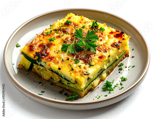 Zucchini Moussaka Square on Plate