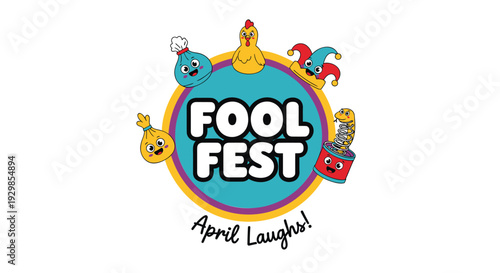 Vector illustration of Fool Fest logo with April Laugh text