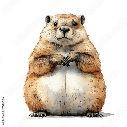 watercolor of Beaver illustration, isolated on a white background.