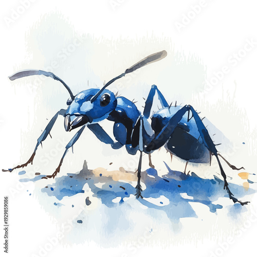 watercolor of Ant, vector clipart, isolated on a white background.