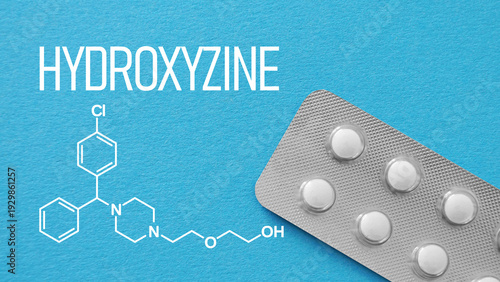 Fotografie Hydroxyzine antihistamine medication concept for allergy relief and anxiety trea