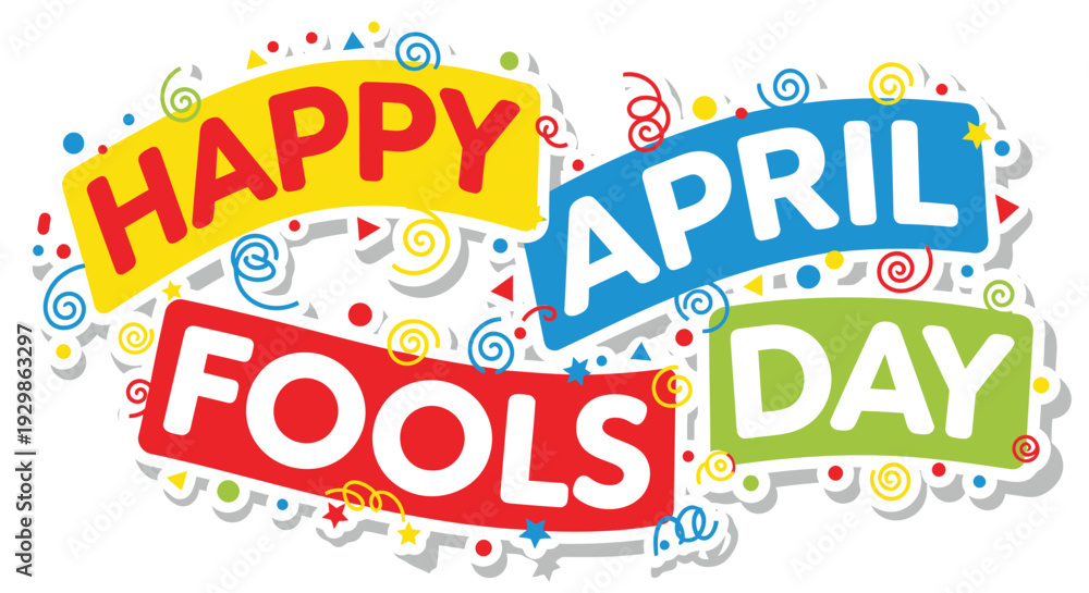 Fototapeta premium Happy April Fools Day colorful banner vector