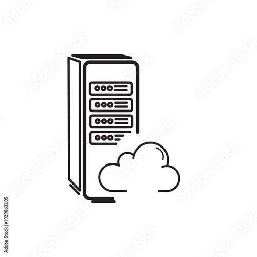 Server Cloud Line Icon – Modern Outline Symbol for Cloud Infrastructure
