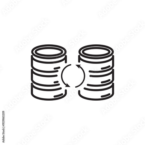 Database Replication Line Icon – Modern Outline Symbol for Data Synchronization
