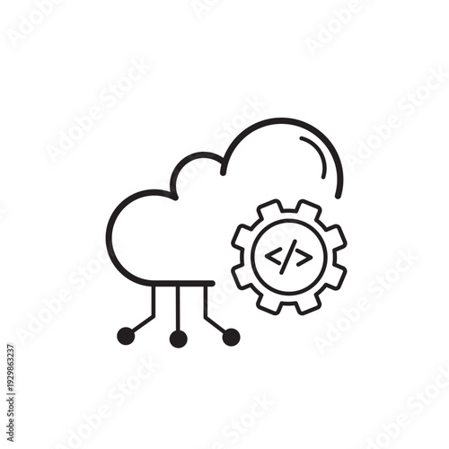 Cloud API Line Icon – Modern Outline Symbol for Application Programming Interface