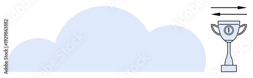 Cloud storage concept. Cloud symbol, data transfer arrows, and trophy cloud-based achievement and digital data storage solutions. Ideal for technology, productivity tools, file sharing, online