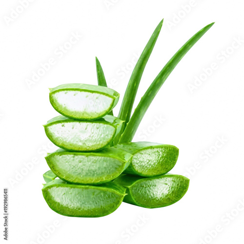 Fresh Aloe Vera Plant and Slices