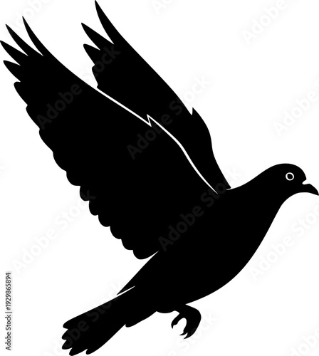 pigeon bird black silhouette vector, Simple silhouette Design vector icon with white background. Wild bird
