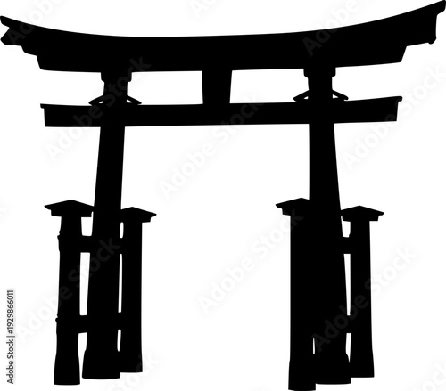 Miniature Torii Gate Silhouette Vector Illustration
