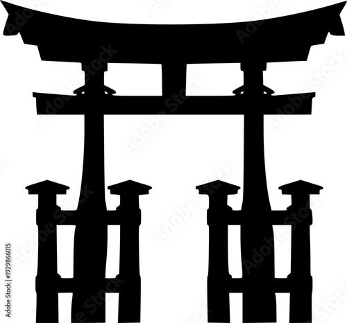 Miniature Torii Gate Silhouette Vector Illustration
