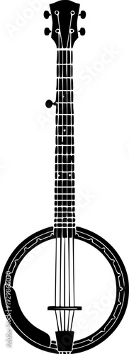 Banjo Silhouette Clean Minimal Flat Vector Black
