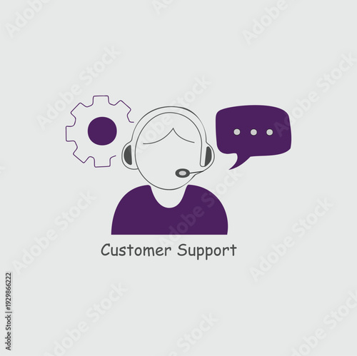 Customer Support Agent Vector Illustration with Headset and Chat Icon