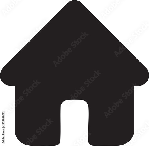 Simple black house icon representing home or real estate isolated on a white background for web and app design