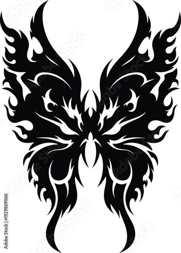 Tribal Flame Butterfly Tattoo Silhouette Design