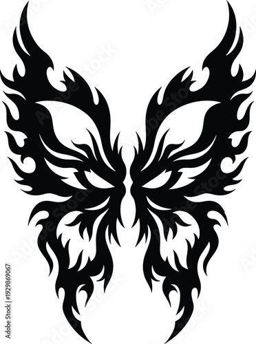 Tribal Flame Butterfly Tattoo Silhouette 