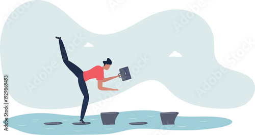 Stepping stones to success, progress or milestone pathway to achieve target, small step to overcome difficulty,person's life situation and his activities.