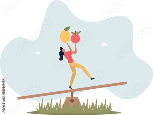 Comparison, decision to choose alternative choices, doubt or thoughtful compare good and bad things for best result, options concept,person's life situation and his activities.