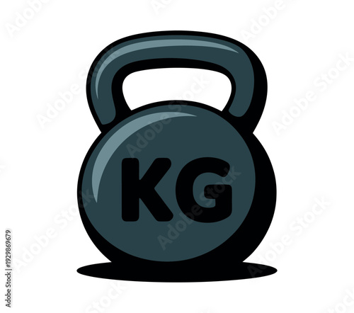 A kettlebell with kilograms marked on it for weightlifting and exercise