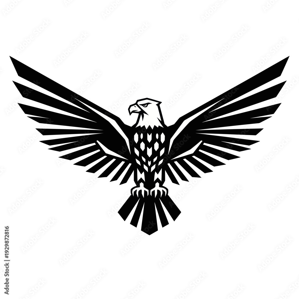Obraz premium Stylized Eagle Logo Icon with Wings Spread Open