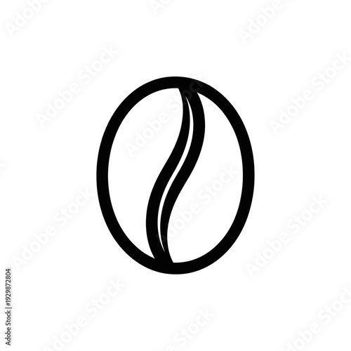 Simple Coffee Bean Icon Vector Graphic, Minimalist Design, Isolated on White