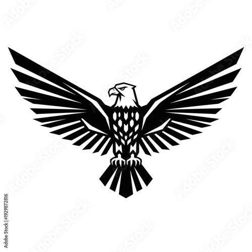 Stylized Eagle Logo Icon with Wings Spread Open